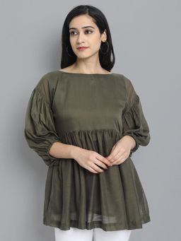 Mera Rang - Olive Mul Cotton Tunic