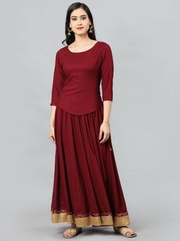 Mera Rang - Maroon Rayon Top