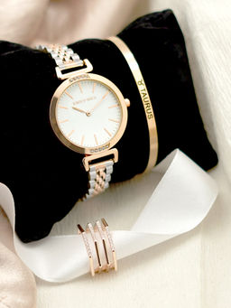 Joker and Witch - Joker & Witch White Stainless Steel Watch and Bracelet With Ring (Set of 3)