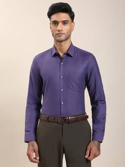 Turtle - Men Purple Solid Formal Shirt
