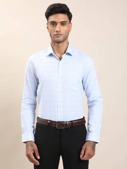 Turtle - Men Blue Checks Formal Shirt