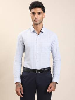 Turtle - Men Grey Checks Formal Shirt