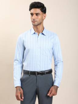Turtle - Men Blue Stripes Formal Shirt