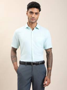 Turtle - Men Blue Solid Formal Shirt