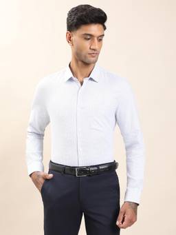 Turtle - Men Blue Self Design Formal Shirt