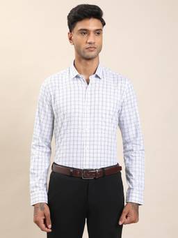Turtle - Men Blue Checks Formal Shirt
