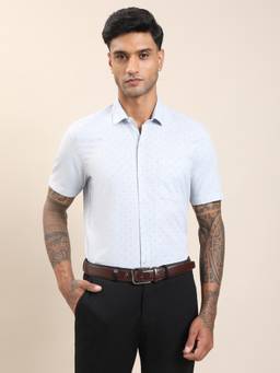 Turtle - Men Grey Printed Formal Shirt