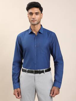 Turtle - Men Blue Solid Formal Shirt