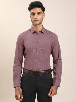 Turtle - Men Mauve Printed Formal Shirt