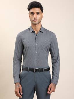 Turtle - Men Grey Printed Formal Shirt