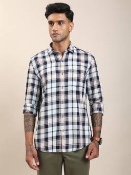 Turtle - Men White Checks Casual Shirt