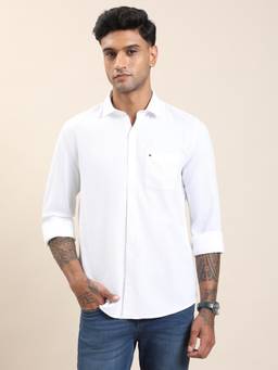 Turtle - Men White Solid Casual Shirt