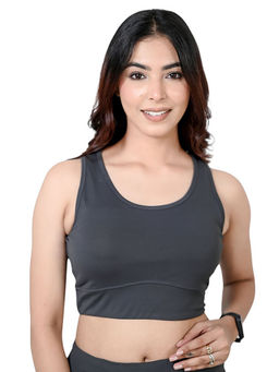 MLADA - Women Active Wear Sports Bra with Full Coverage and Removeable Pads - Grey