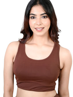 MLADA - Women Active Wear Sports Bra with Full Coverage and Removeable Pads - Brown