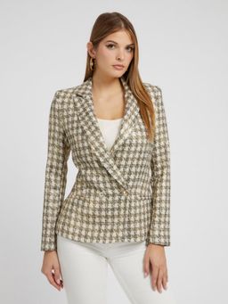 Guess - Multi Color Polyester Blend Checkered Double Breasted Blazer