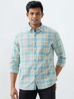 Spykar - Blue Checks Slim Fit Shirt for Men