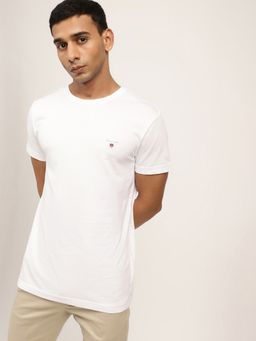 GANT - Men White Solid Regular Fit T-Shirt