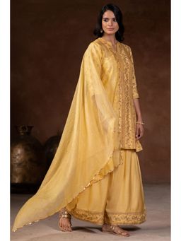 Prakriti Jaipur - Scallop Sequins Dupatta in Yellow