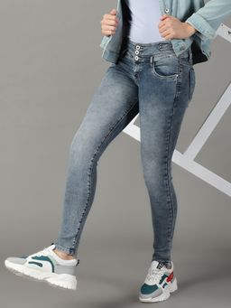 SHOWOFFFF - Women's Stretchable Clean Look Grey Skinny Fit Jeans