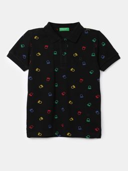 United Colors of Benetton - Boys All Over Logo Polo T-Shirt