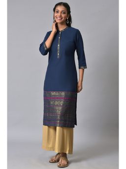 Aurelia - Navy Blue Woven Zari Festive Kurta