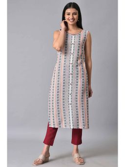 Aurelia - Multi-Color Cotton Dobby Printed Sleeveless Kurta