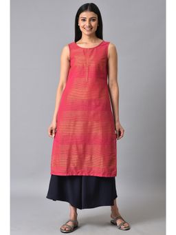 Aurelia - Pink Stripes Festive Sleeveless Zari Kurta