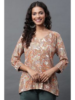 Aurelia - Multi-Color V-Neck Printed Casual Top