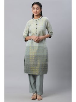 Aurelia - Women Grey Printed Cotton Blend Kurta