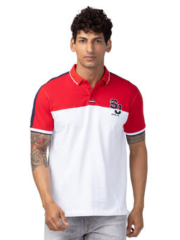 Spykar - Red Polo Collar Half Sleeves Blended T-Shirt for Men