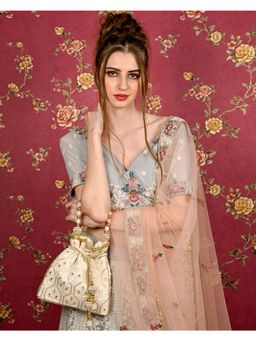 Odette - Apricot Embroidered Potli Bag