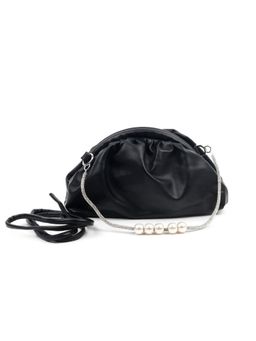 Odette - Stunning Solid Black Scrunchy Clutch Bag