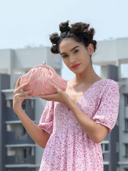 Odette - Pink Floral Sophisticated Clutch for Women