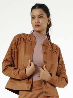 Taurus - Brown Embroidered Suede Jacket