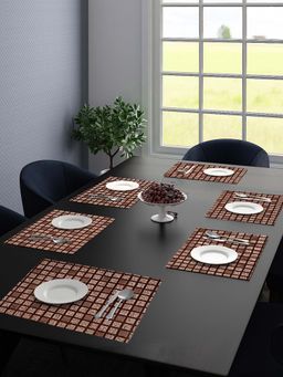 Saral Home - Unique Quality Viscose Dining Table Kitchen Placemats Pack of 6 (34 x 45 Cm, Brown)