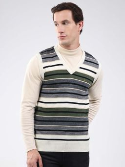 Monte Carlo - Mens V-Neck Sleeveless Sweater - Multi-Color