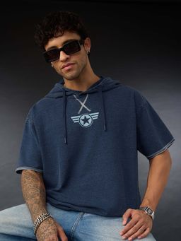 The Souled Store - Official Captain America: Super Soldier Men Oversized T-Shirt - Navy Blue