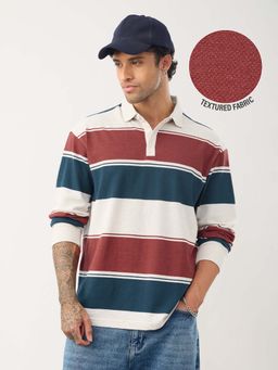 The Souled Store - Popcorn Stripes: Bricklane Men Polo T-Shirt - Multi-Color