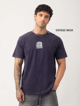The Souled Store - Men Relaxed T-Shirt: When I Cared - Navy Blue