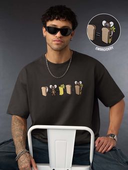 The Souled Store - Official Tom And Jerry: Jerry Sandwich Men Oversized T-Shirt - Grey