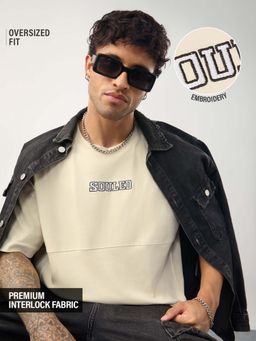 The Souled Store - Men Oversized Beige T-Shirt: Biscuits