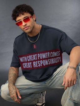 The Souled Store - Official Spider-Man: Responsibility Men Oversized T-Shirt - Grey