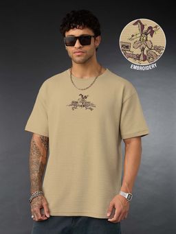 The Souled Store - Official Looney Tunes: IM Fine Men Oversized T-Shirt - Beige