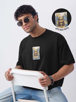 The Souled Store - Men Oversized T-Shirt: Don't Give - Black