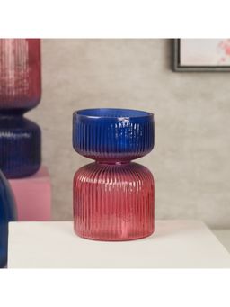 HomeTown - Pep Pop Handcrafted Fluted Glass Candle Holder 21 Cm In Multi-Color