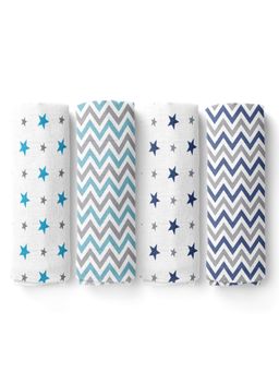 Haus & Kinder - Striped Crib Swaddling Baby Blanket for AC Room (Pack of 4) (0-12 Months)