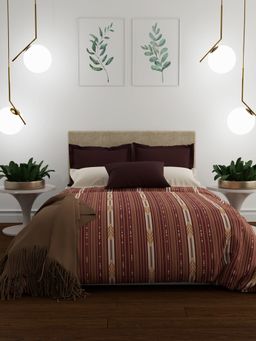 MYTRIDENT - Utsav Bedsheet Set Cotton 1 Bedsheet With 2 Pillow Covers Deco Dazzle Maroon (Queen)