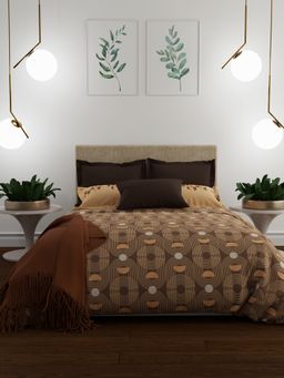 MYTRIDENT - Utsav Bedsheet Set Cotton 1 Bedsheet With 2 Pillow Covers Deco Daydream Coffee (Queen)