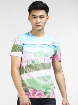 Jack & Jones - Blue Printed Crew Neck T-shirt