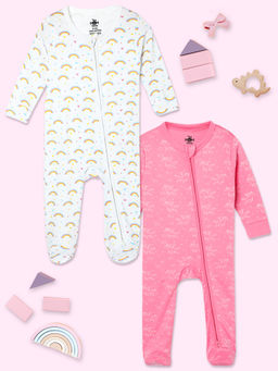 The Mom Store - Fairyland-Magic Bow Zipper Multi-Color Bodysuits (Pack of 2)